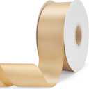 Solid Color Gold Double Faced Satin Ribbon 2" X 50 Yards, Fabric Ribbons Perfect for Wedding and Party Decoration, Gift Wrapping, Sewing, Crafts