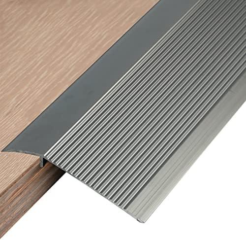 Hrokz 4 inch Floor Transition Strip Threshold Ramp Aluminum, 36'' Thresholds Reducer for Doorways Wheelchair Tile Wood Floors, Extra Wide Metal Grey Entry Door Edge Trim Flute