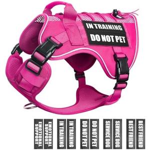 WINSEE Service Dog in Training Mesh Harness with 10 Pet Patches, Soft Air Mesh Breathable Tactical Dog Molle Vest, Reflective Military Pet Vest for Walking Hiking for Large Dogs XL