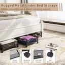Under Bed Storage with Wheels, 31.5in / 35L Large Rolling Underbed Storage, Underbed Drawer on Wheels, Tool-free Assembly Metal Under Bed Drawers Organizer Container for Bedroom Shoes Clothes Toys, Black
