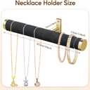 Velvet Necklace Holder Wall Jewelry Organizer, 12" Hanging Necklace Organizer, 2 Pack Wall Mounted Necklace Hanger for Bracelets Bangles Display,Black