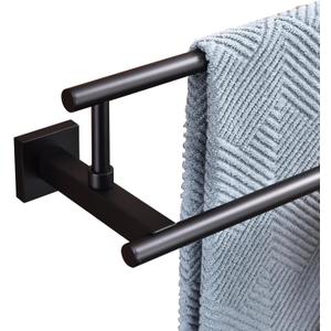 Bath Double Towel Bars, Towel Racks SUS304 Stainless Steel, Towel Holder for Bathroom Wall Mount, Towel Hanger Rail Accessories, 2-Tiers (Matte Black, 32 Inch)