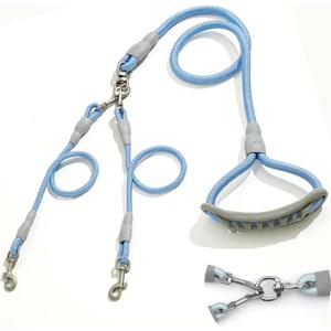 Dual Dog Leash with Tangle-Free Swivel  Heavy-Duty Two Dog Leash No Tangle for Walking, Running, or Training  Detachable Nylon Lead for Small, Medium & Large Dogs