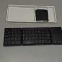 Samsers Foldable Bluetooth Keyboard with Touchpad - Portable Wireless Keyboard with Holder, Rechargeable Full Size Ultra Slim Pocket Folding Keyboards for Android Windows iOS Tablet & Laptop - Black (BT x1)