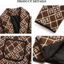 Womens Cropped Quilted Jacket Puffer Lightweight Floral Print Oversized Long Sleeve Packable Down Coat (Medium, Brown)