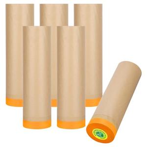 Masking Paper, Paint Masking Paper with Adhesive,20 Inch x 50 Feet Painters Paper Roll, Tape and Drape Painters Paper, for Auto Body Masking, Wall Covering and Paint Masking (6, 20 inch x 50feet)
