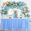 Albassa Baby Blue Tulle Table Skirt for Baby Shower Boy 6ft Light Blue Tulle Tutu TableCloth for Boy Birthday Party Baby Shower Cake Table Decorations
