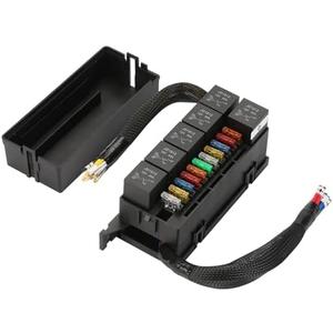 Pre-Wired Fuse Relay Box, 6 Slots 12V 40A Relays with 4-Pin, 11-Way ATC/ATO Blade Fuse Holder Block Kit for Automotive Car Truck Marine Boat Jeep RV (6 Relays + 11 Fuses Included)