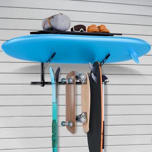 Multipurpose Skateboard Rack  Vertical Water Ski Wall Mount, Multi-Purpose Sports Gear Rack for Longboards, Paddleboards, Wakeboards & Surfboards  Watersports Storage Organizer  46x16x14 Inches