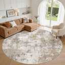 10ft Round Area Rugs for Living Room, 10x10 Washable Non Slip Soft Large Rugs for Bedroom Dining Room, Modern Abstract Low Pile Stain Resistant Carpet for Laundry Office Home Decor-Gold Brown