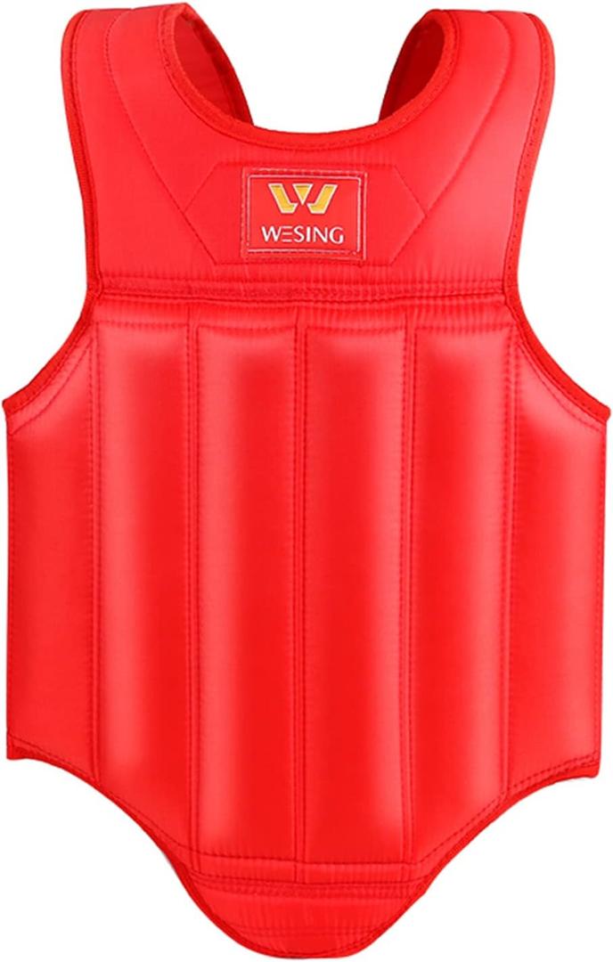Wesing Martial Arts Muay Thai Boxing Chest Protector MMA Sanda Chest Guard (Medium, Red)