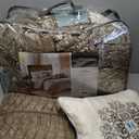 Madison Park Comforter Faux Silk-Traditional Luxurious Jacquard Design All Season Set, Matching Bed Skirt, Decorative Pillows, King(104"x92"), Blue 7 Piece (Caroline, Blue/Brown)