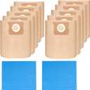 Pack 12(10+2) 19-3100 Vacuum Bags for Stanley Shop Vac 5-6 Gallon Wet/Dry Vacuums Disposable Dust Bags Reusable Filter 19-1500 Combo