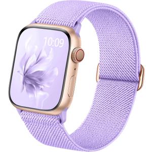 Wepro Stretchy Solo Loop, Compatible with Apple Watch Band 38mm 40mm 41mm 42mm 44mm 45mm 46mm 49mm for Women Men, Soft Nylon Elastic Breathable Strap for iWatch Series SE 10 9 8 7 6 5 4 3 2 1 Ultra (Lavender Purple)