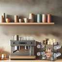 elevate your coffee experience with our 2-tier wooden shelf, the ultimate coffee station organizer and coffee pod holder, featuring a stylish mug tree for your coffee bar accessories.