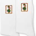 Funny Christmas Socks, Cute Santa Duck with Gift Design Holiday Crew Socks for Men and Women(1) (White)