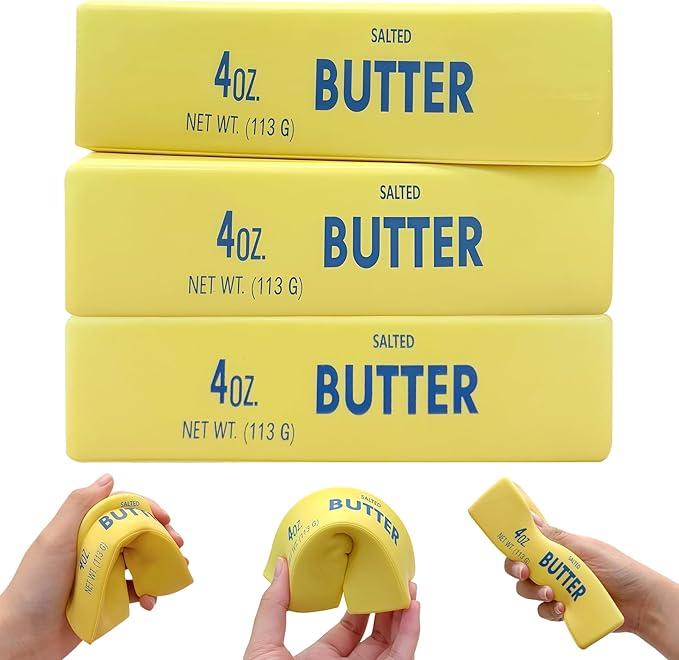 3PCS Butter Squishy,2026 New Soft Slow Rising Squeeze Toys, Upgrade Stress Relief Fidget Toys Wet Slow Rebound Stress Relief Toy for Office Desk Toys, Party Favors & Birthday Gifts (Yellow)
