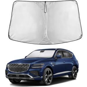 EcoNour Windshield Sun Shade Compatible for Genesis GV80 2021–2025 | Luxury SUV Front Window Sunshade | Foldable Sun Visor Shield | UV & Heat Blocking Protection