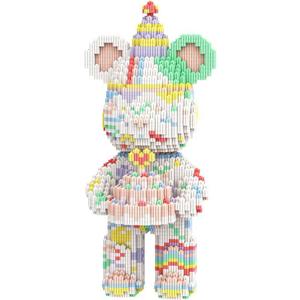 PIANTION Animal Birthday Cake Bear Micro Building Blocks Set(3000PCS XQ038) 12.6in High Series,Gifts Suitable for Adults