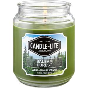 Candle-lite Scented Candles, Balsam Forest Fragrance, One 18 oz. Single-Wick Aromatherapy Candle with 110 Hours of Burn Time, Green Color