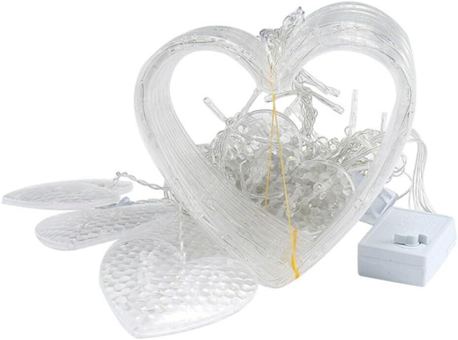 Heart Shaped LED Lights String Curtain Window Valent Fairy Lamp Home Tree Decor