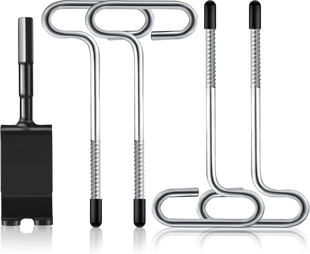 LFUTARI Ice Anchor Tool Kit,1pc Ice Anchor Drill Adapter with 4pcs Threaded Peg Ice Fishing Shelter Stake Nail, Universal Ice Fishing Anchors Tool Set for Ice Insert Sewing (Set 1)