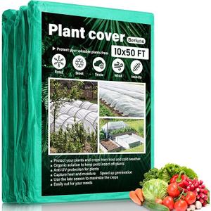 Berlune Plant Covers Freeze Protection Frost Blankets Plant Covers for Winter Protection Frost Cloth Floating Row Cover for Outdoor Garden Raised Bed Frost Snow Protection (Green,10 ft x 50 ft)
