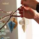 2 x AOBKIAT Christmas Tree Ornaments,Red Xmas Party Decorations-6PCS 3D Mini Glitter Edges Paper Honeycomb Ornaments,for Xmas,New Years,Birthday,Home Decor