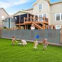 236'' Retractable Baby Gates Extra Wide, 42'' Extra Tall Retractable Dog Gate, 20 FT Grey Indoor/Outdoor Retractable Gate with Reinforcement Rods for Garage, Doorways, Stairs, Decks, Driveway, Patio