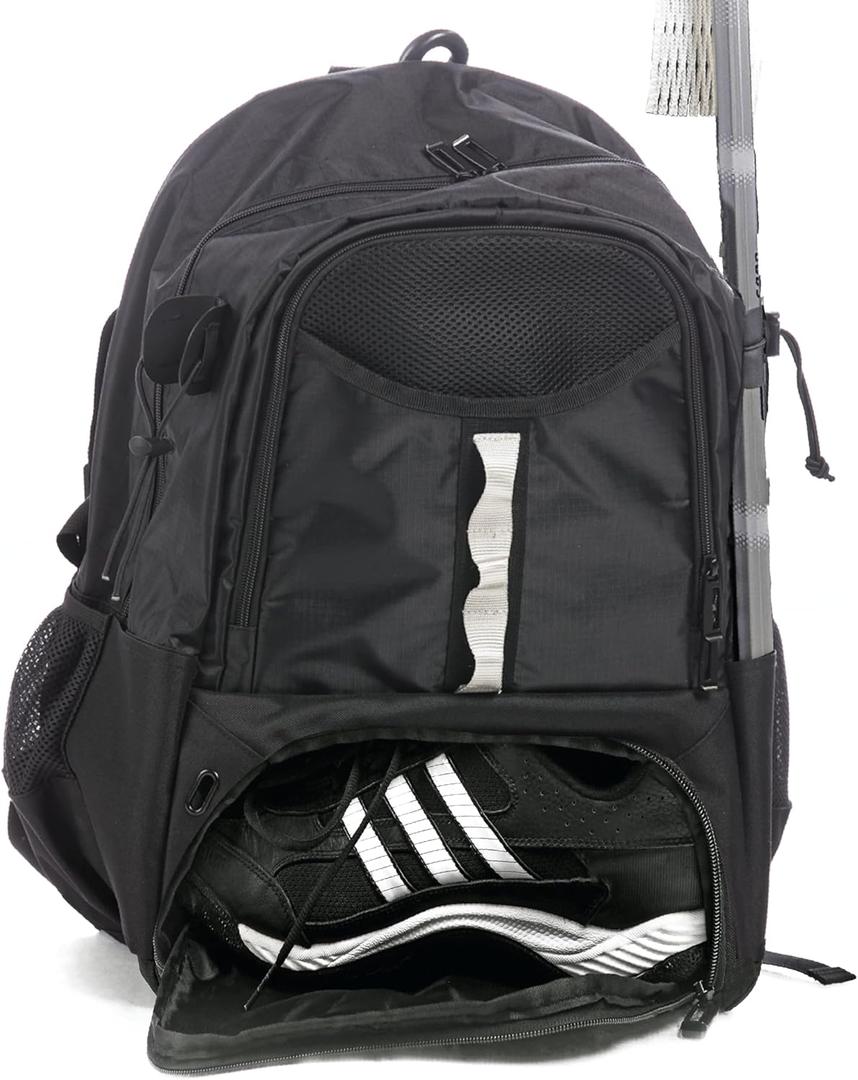 Athletico Lacrosse Backpack - Red, 19.5 x 14 x 10 Inches (Black)
