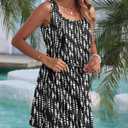 AUSELILY Summer Dresses for Women 2026 Casual Sleeveless Drawstring Waist Beach Cover up Mini Short Dresses with Pockets (Black, XXL)