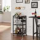 TUTOTAK Bar Cart, Home Bar Serving Cart with 3-Tier Shelf, Drink Cart with Wine Rack, Glass Holder, Rolling bar carts for The Home, Living Room, Brown V1BC01BK035
