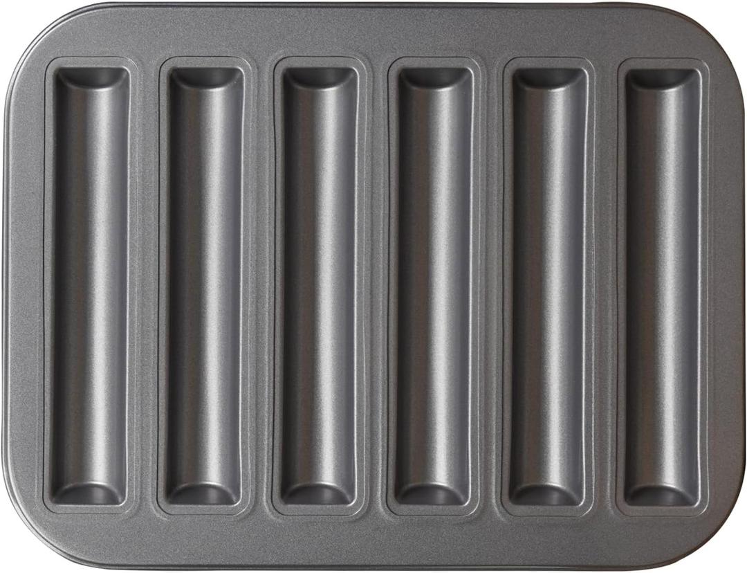 6 Cup Financier Cake Baking Pan Breadstick Biscotti Ladyfinger Donut Cookie Cornbread Stick Mini Bread Loaf Baguette Nonstick Small Muffin Cupcake Madeleine Tin Tray Mold