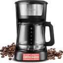 Gourmia 12 Cup One-Touch Coffee Maker Pause and Serve with Automatic Keep Warm, Easy View Water Window, Compact Design, Stainless Steel Accents, Black