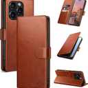 Wallet Case for iPhone 15 Pro 6.1" with RFID-Blocking Credit Card Holder, PU Leather Folio Flip Cover Women Men Protective Phone Case Compatible with Apple 15 Pro, Light Brown