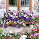 Waipfaru Artificial Flowers for Outdoors, 2Pcs Artificial Petunias UV Resistant Realistic Silk Petunias Fake Flowers for Indoor Outdoor Planters Home Garden Yard Porch Balcony Window Decor, Purple