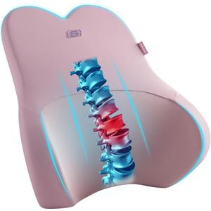 Skechers Air-Cooled & Memory Foam Lumbar Pillow,Lumbar Support Pillow for Office,Chair Lower Back Pain Relief Lumbar Pillow,Ergonomic Design Back Support Pillow for Office Chair,Car,Home,Travel,Pink