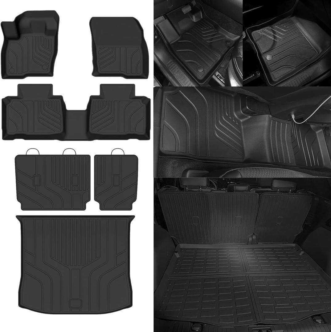 All Weather Floor Mats Fit for Ford Edge 2015-2024 2025 Floor Mats & Trunk Mat & Backrest Mats Replacement for Ford Edge Accessories All Season Odorless Anti-Slip Floor Liner