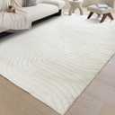 Washable Area Rugs 5x7 Rugs for Living Room Light Beige Faux Rabbit Fur Rug for Bedroom Faux Sheepskin Rug Teen Room Home Dcor(Light Beige, 5x7)