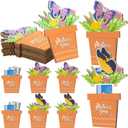 Novabright 6 Pcs Mother's Day Card Holders Gift Bulk Wooden Pack Pull-out Butterfly Flower Pot Money Holders Cute Solid Wood Display for Cards Cash Gift for Mom Happy Mother's Day Party Supplies