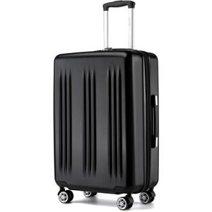 Kono Lightweight 24 Inch Expandable Luggage with Quiet Spinner Wheels TSA Lock, Scratch and Drop Resistant PC+ABS Hardside Durable Medium Checked Suitcase, Black