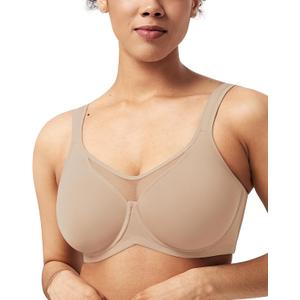HSIA Minimizer Bras for Women Plus Size, Full Coverage Coolcomfort T Shirt Unlined Bra with Underwire for Heavy Breast (Beige), 36D
