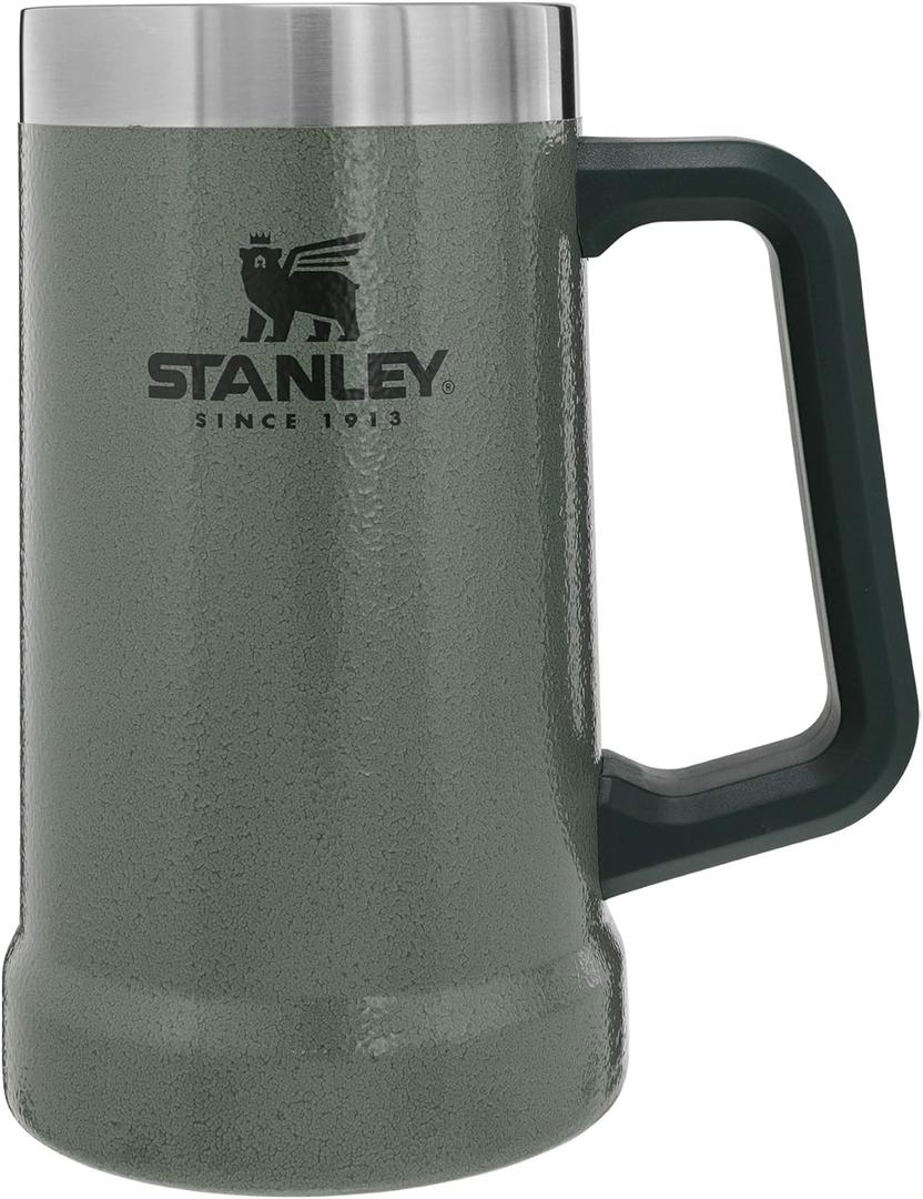 Stanley Stay-Chill Beer Stein 24 oz | Heavy Duty Big Grip Handle | Beer Tumbler Drink Cup, Holds 2 Cans | Insulated Stainless Steel Party Mug | BPA-Free (Hammertone Green)