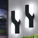 Modern LED Wall Sconce, Black Indoor Wall Light Fixtures Set of 2, 8W Acrylic Wall Mounted Lamp, 6000K Cold White Wall Sconces Lighting for Hallway, Bedroom, Stairway, Corridor, Bathroom