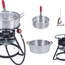 10QT Outdoor Fish Fryer Kit  Heavy-Duty Aluminum Pot, 6.7QT Basket, Propane Deep Fryer with 0-10 PSI Regulator & Steel Frame  Ideal for Seafood & More