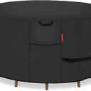 Porch Shield Round Patio Furniture Cover - Waterproof 600D Heavy Duty Outdoor Table and Chairs Cover 76 inch, Black