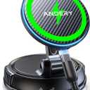 ANDERY Only for iPhone Magsafe Car Mount Charger [15W Fast Wireless Charging, 78+LBS Strong Suction 2400gf Strong Magnetic] 360 Adjustable Car Phone Holder, Phone Holders for Your Car, Carbon Fiber