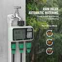 VEVOR Water Timer, 3 Outlets, Hose Watering Sprinkler Timer, with 3 Independent Watering Zone LCD Display Rain Delay Mode Manual Mode 360 Brass Inlet Metal Filter, IPX6 Waterproof for Yard Watering