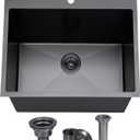 SHACO 18x18 Inch Drop In Black Bar Sink, 18 Inch Gunmetal Black Top Small Mount Kitchen Sink, 304 Stainless Steel 16 Gauge Single Bowl Laundry Prep RV Sink with Strainer Drain, Color: Gunmetal Black