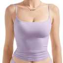 SUUKSESS Women Sexy Square Neck Tank Top Summer Y2K Going Out Basic Cami Shirt (Small, Light Purple)